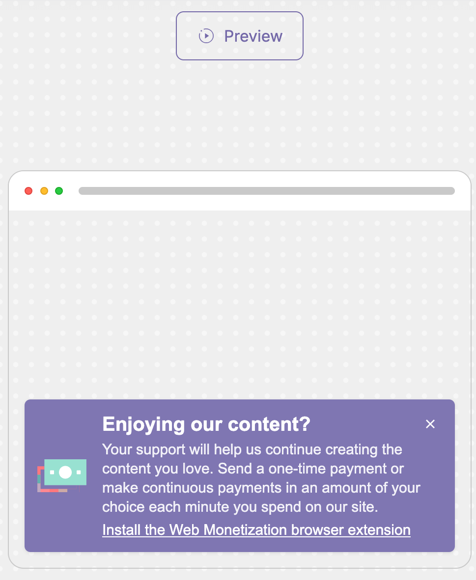 Preview panel showing how the banner will appear with a custom title and message