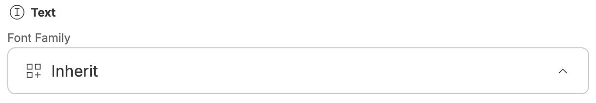Panel showing the font family drop-down menu
